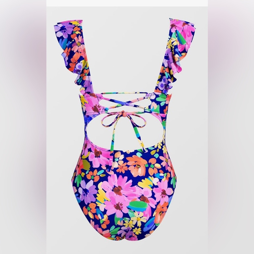Floral Ruffle One-Piece Swimsuit - Picture 3 of 3